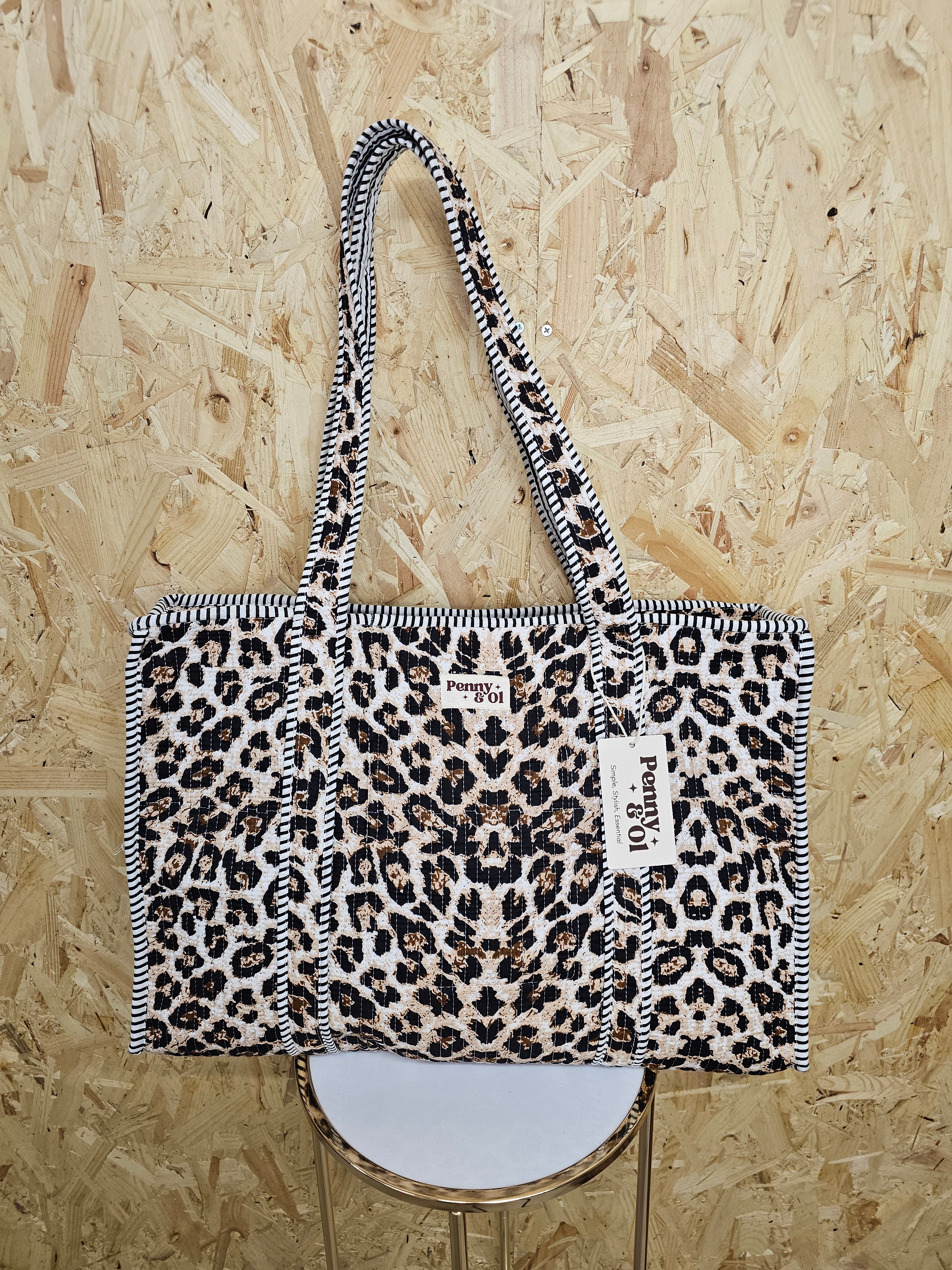 Leopard Print Large Tote Bag
