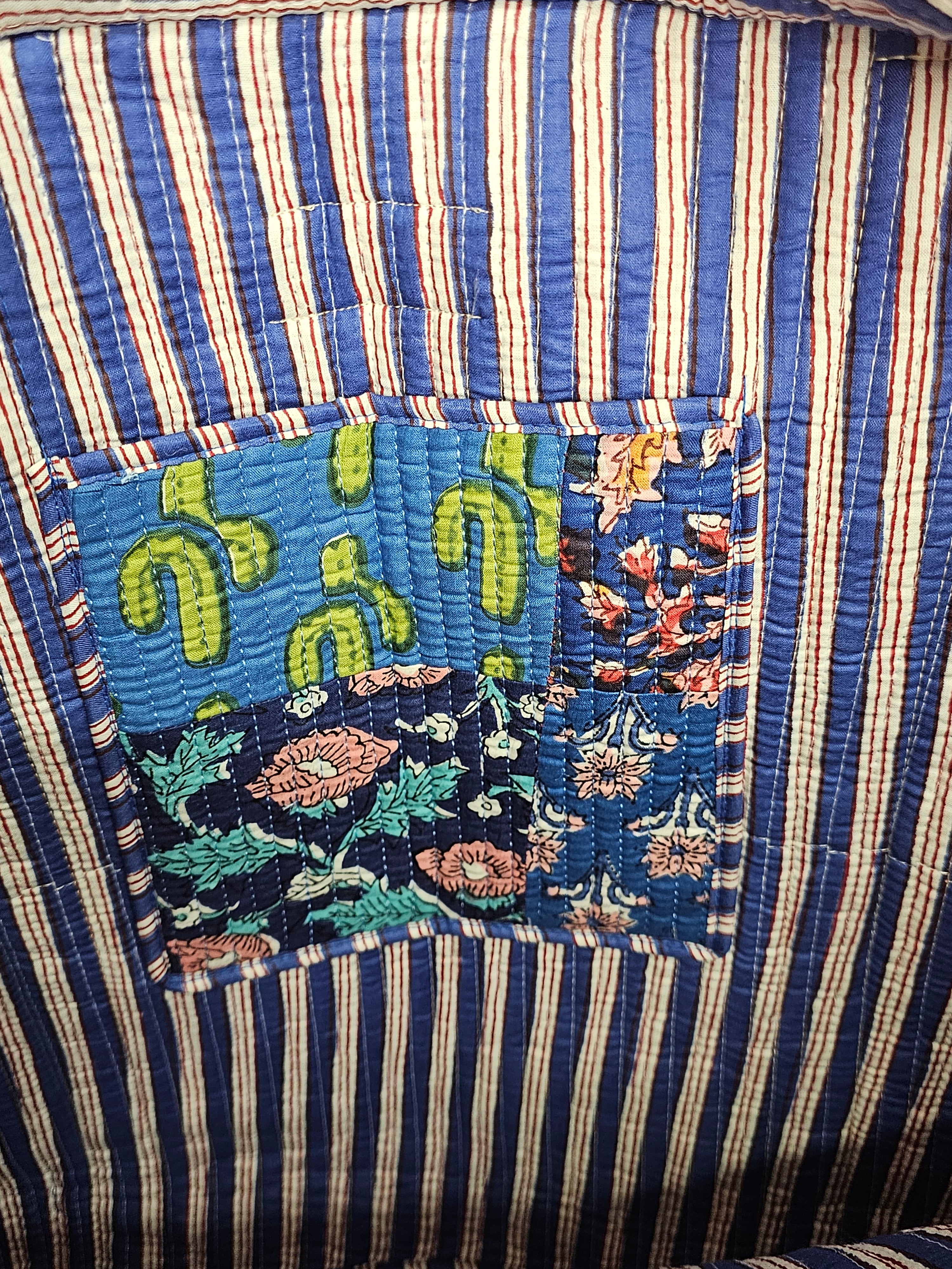 Blue Patchwork Large Tote Bag
