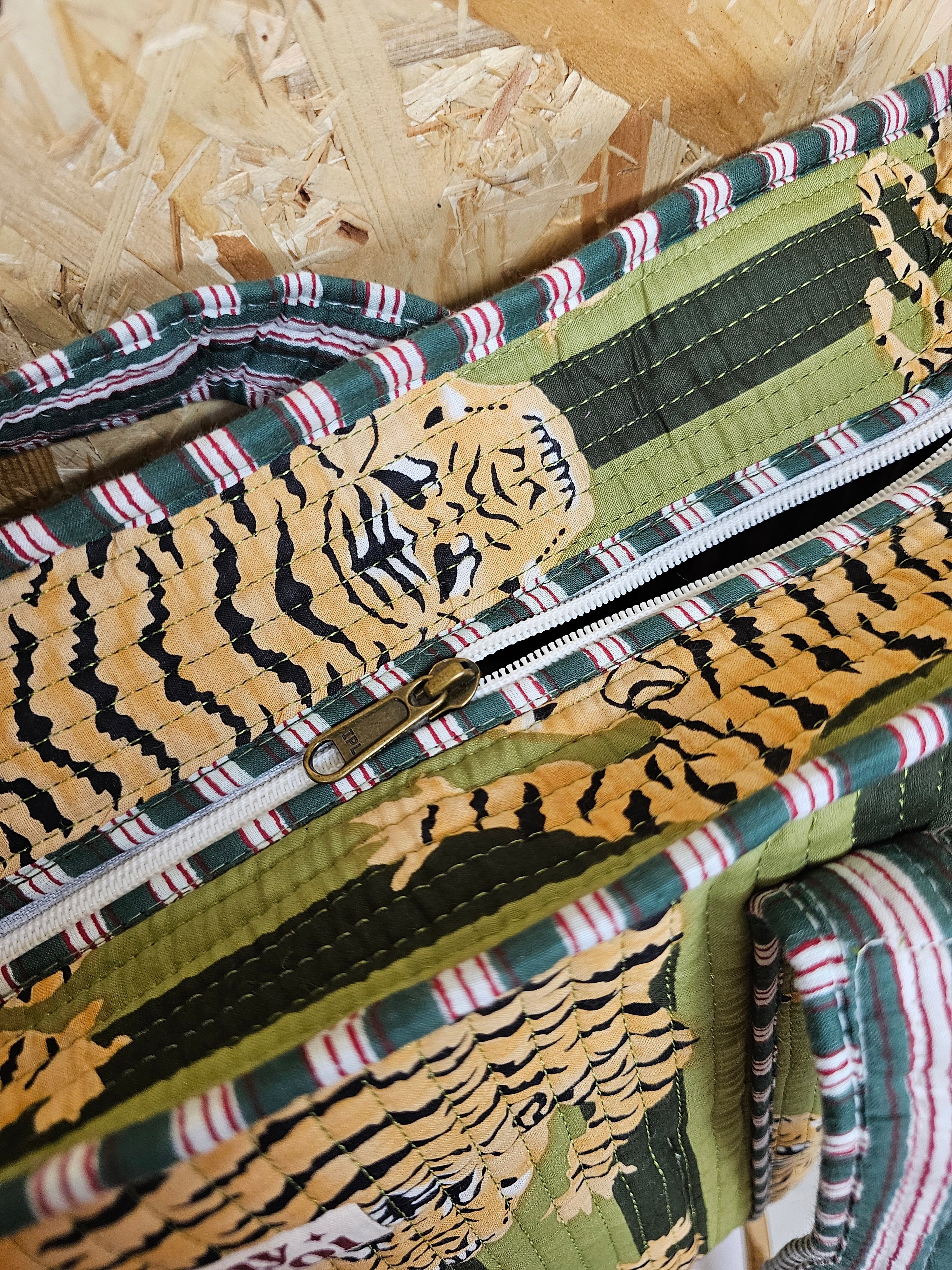 Moss Striped Tiger Large Tote Bag