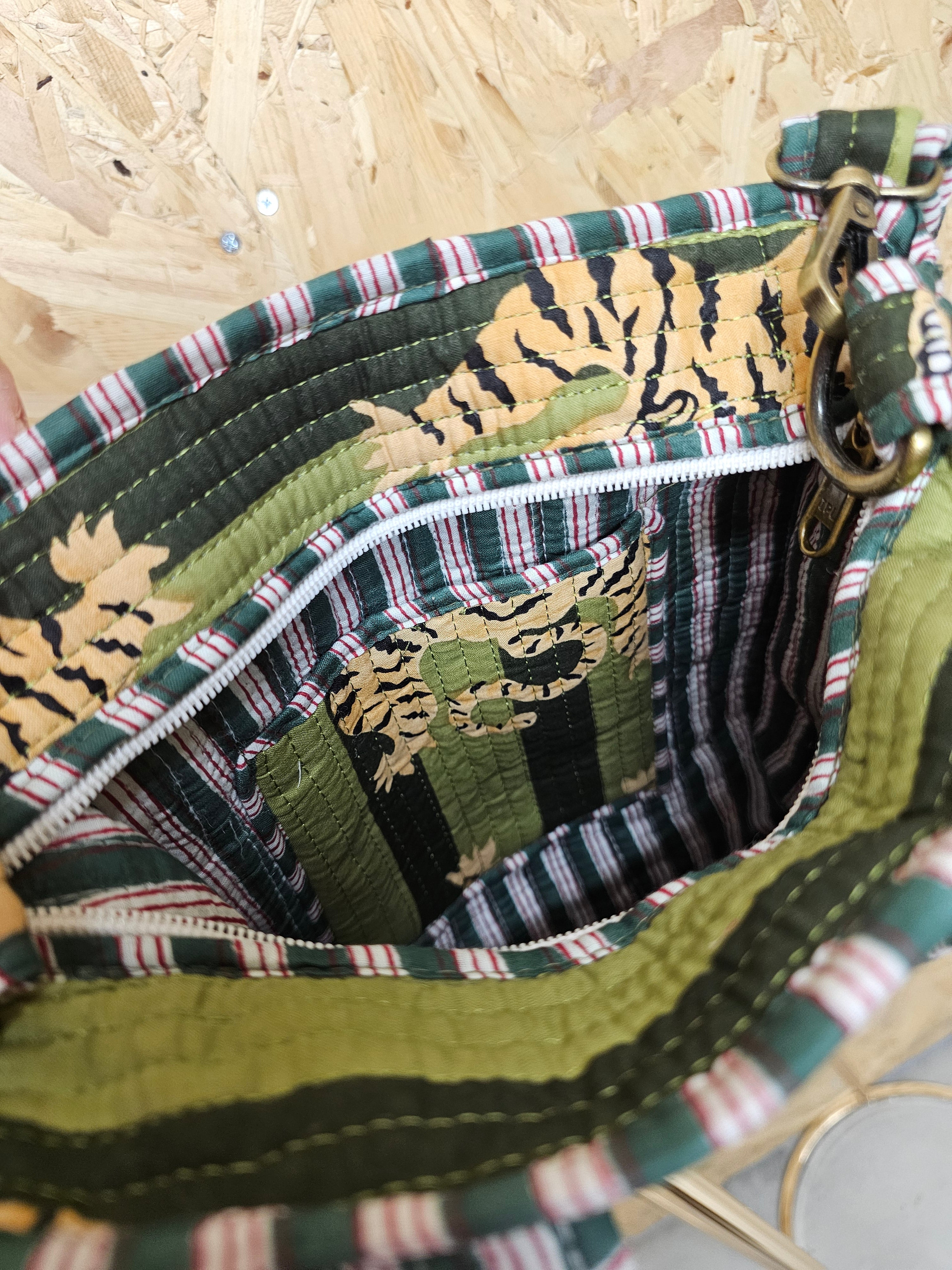 Moss Striped Tiger Mini Tote Bag