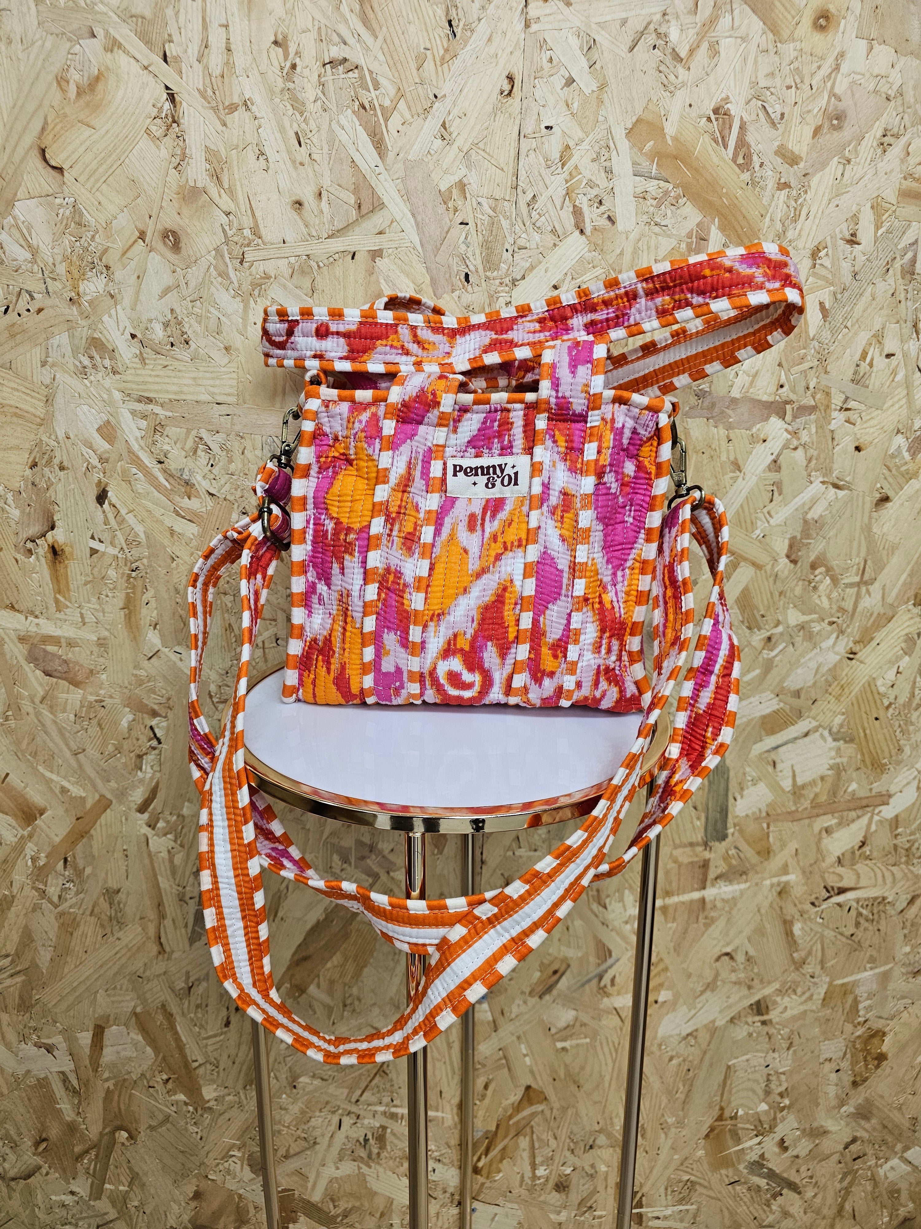Pink & Orange Marble Mini Tote Bag