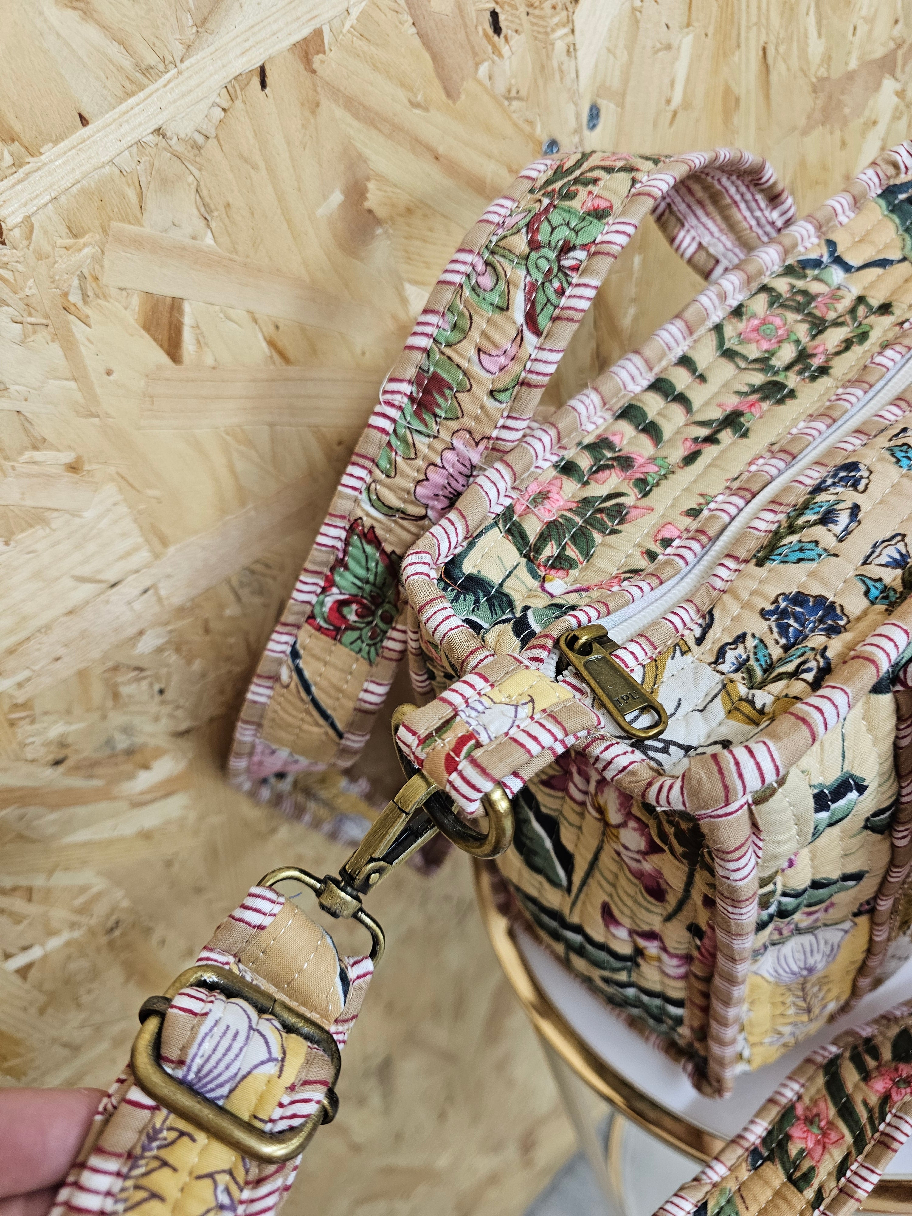 Beige Patchwork Mini Tote Bag