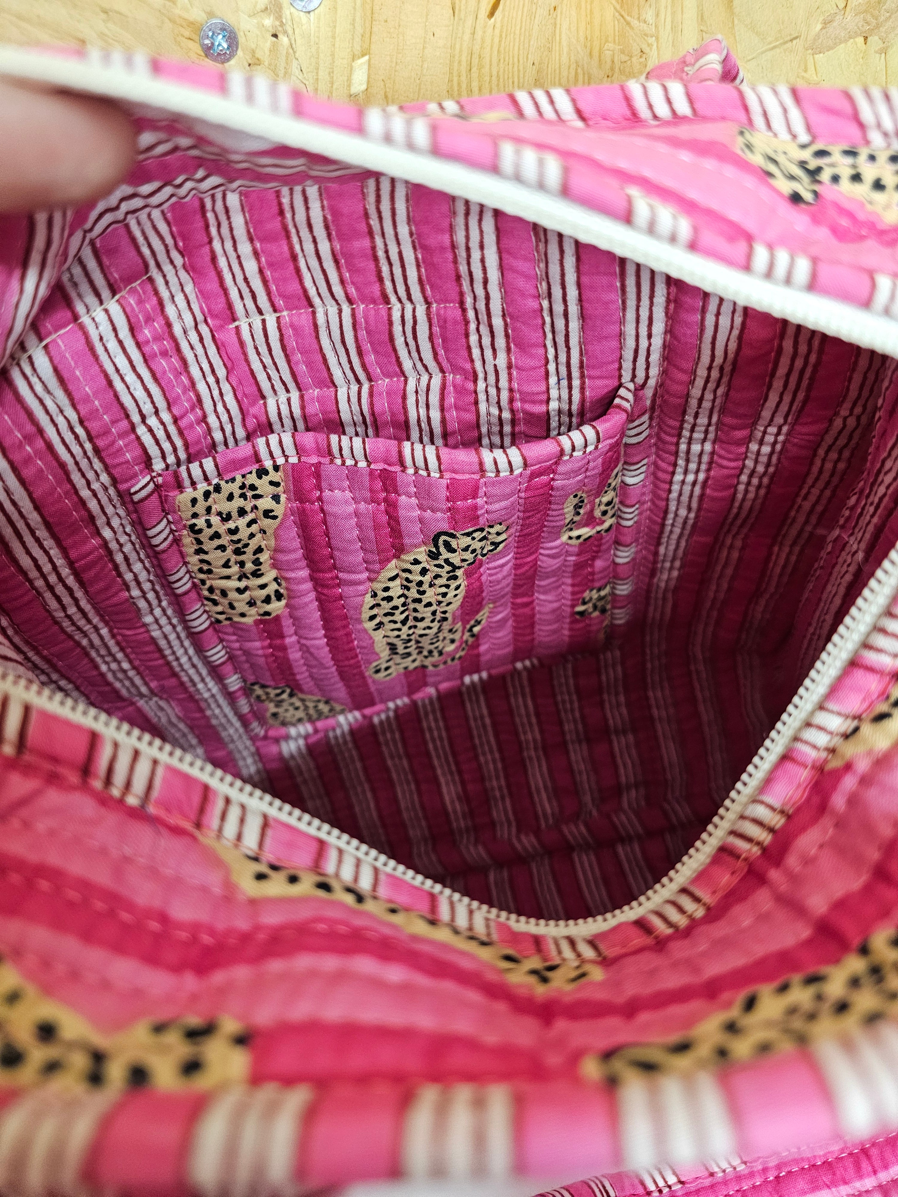 Pink Striped Tiger Mini Tote Bag