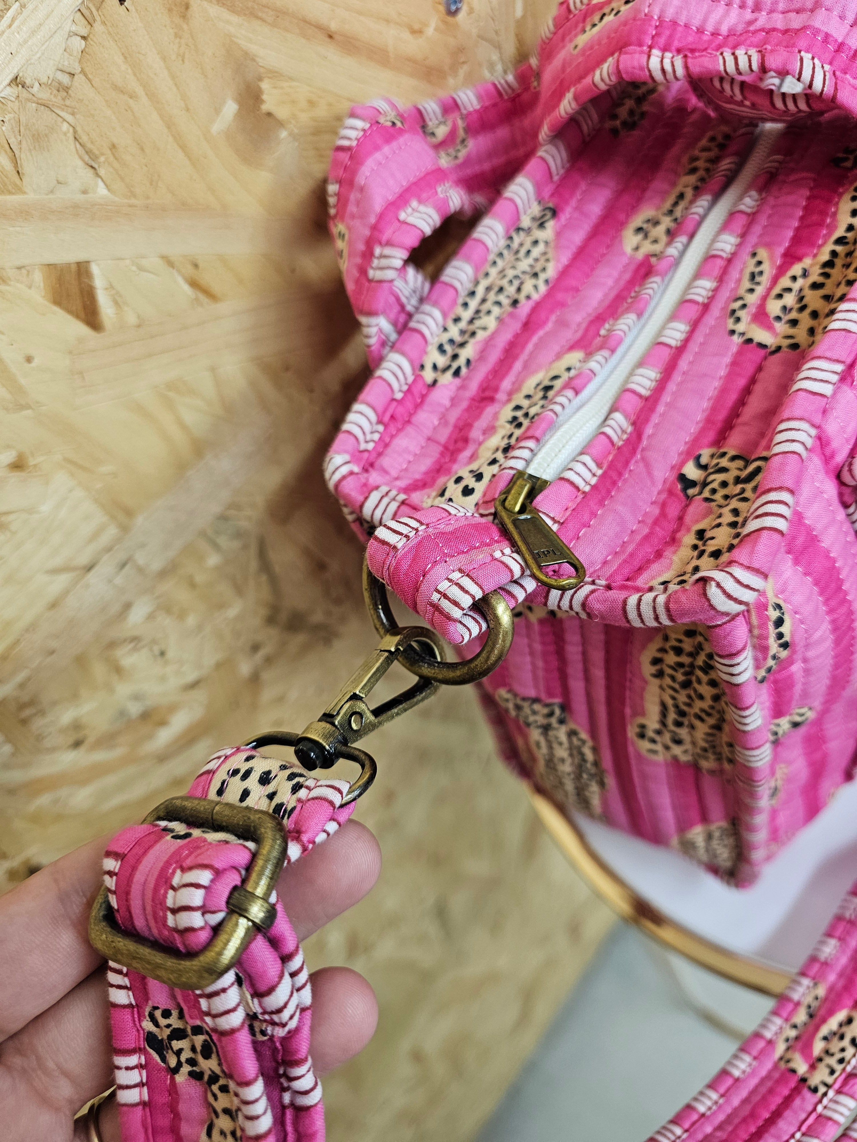 Pink Striped Tiger Mini Tote Bag