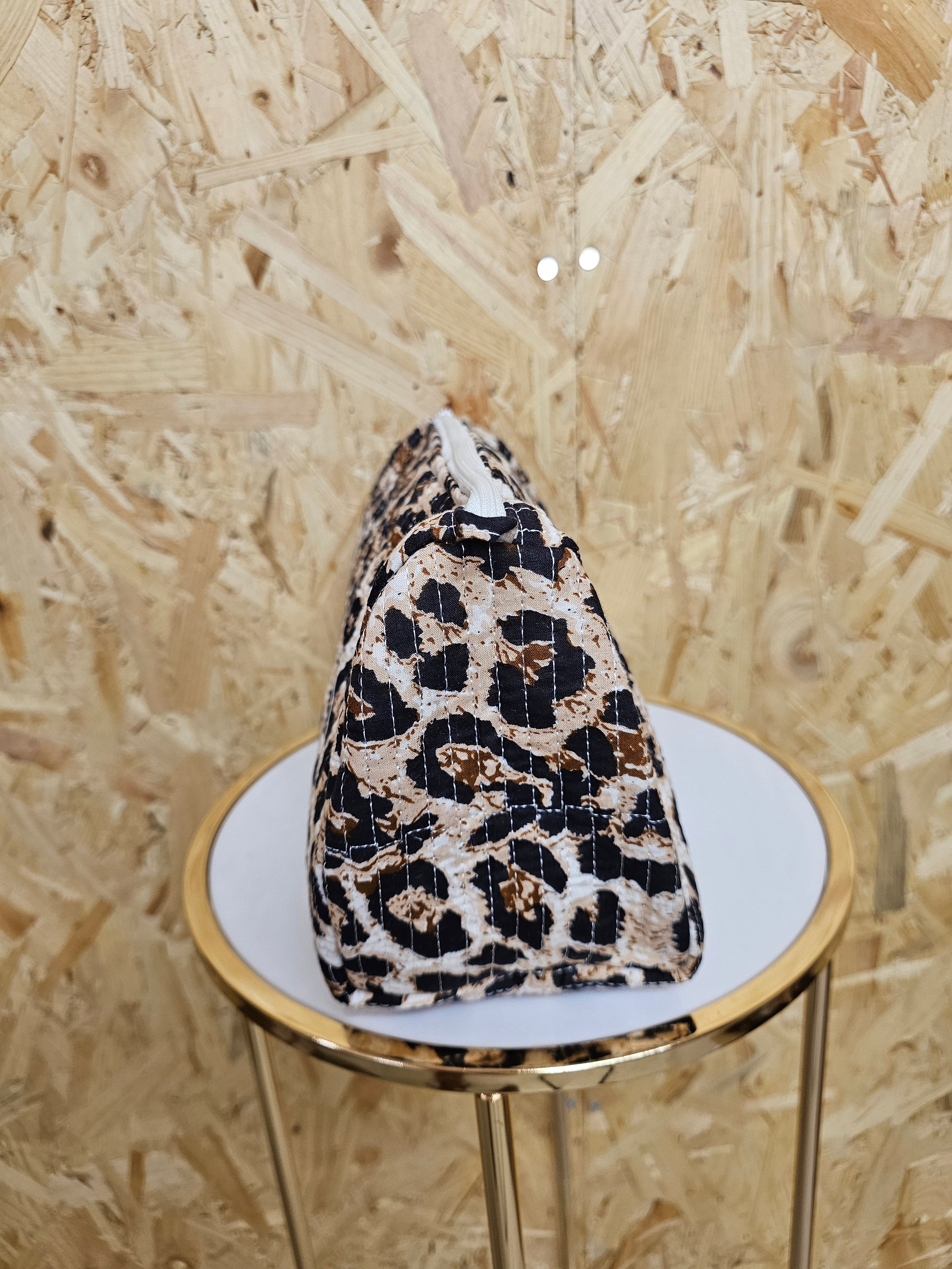 Leopard Print Travel Pouch, Waterproof Lining