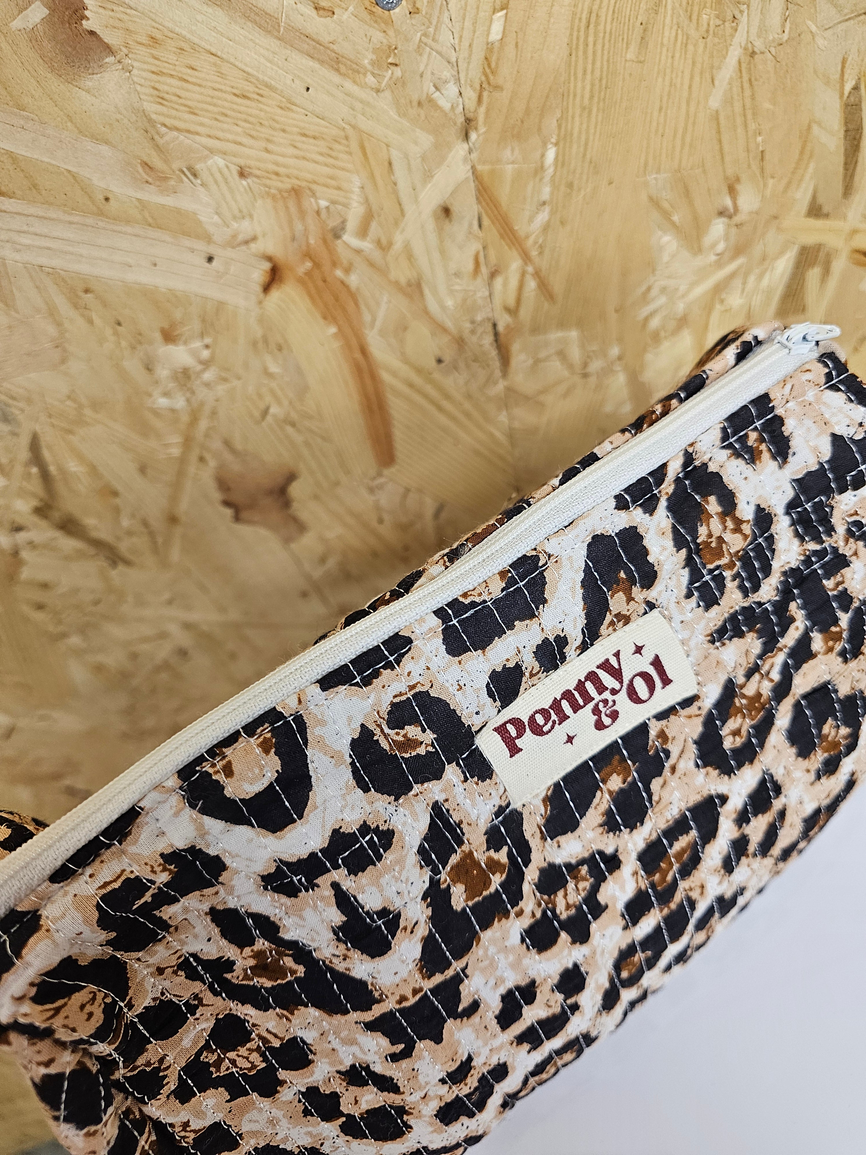 Leopard Print Travel Pouch, Waterproof Lining