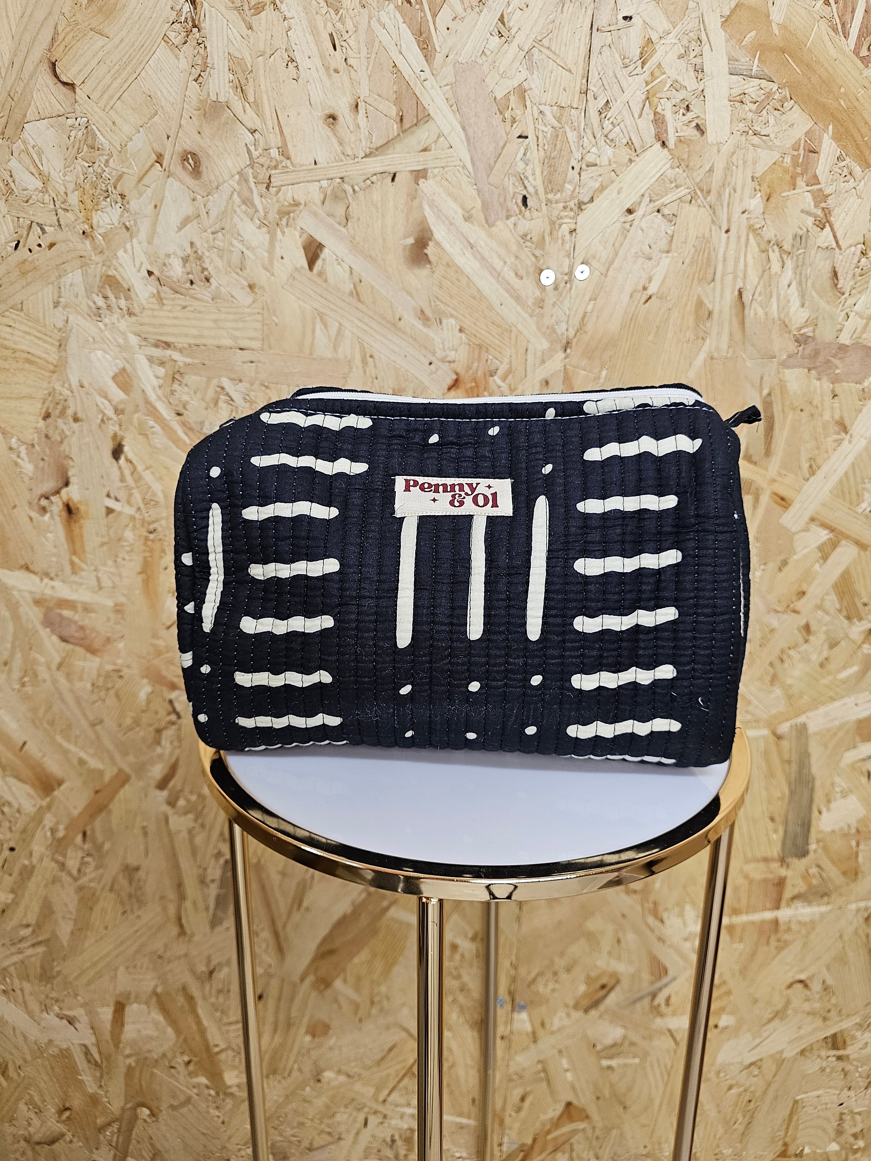 Monochrome Travel Pouch, Waterproof Lining