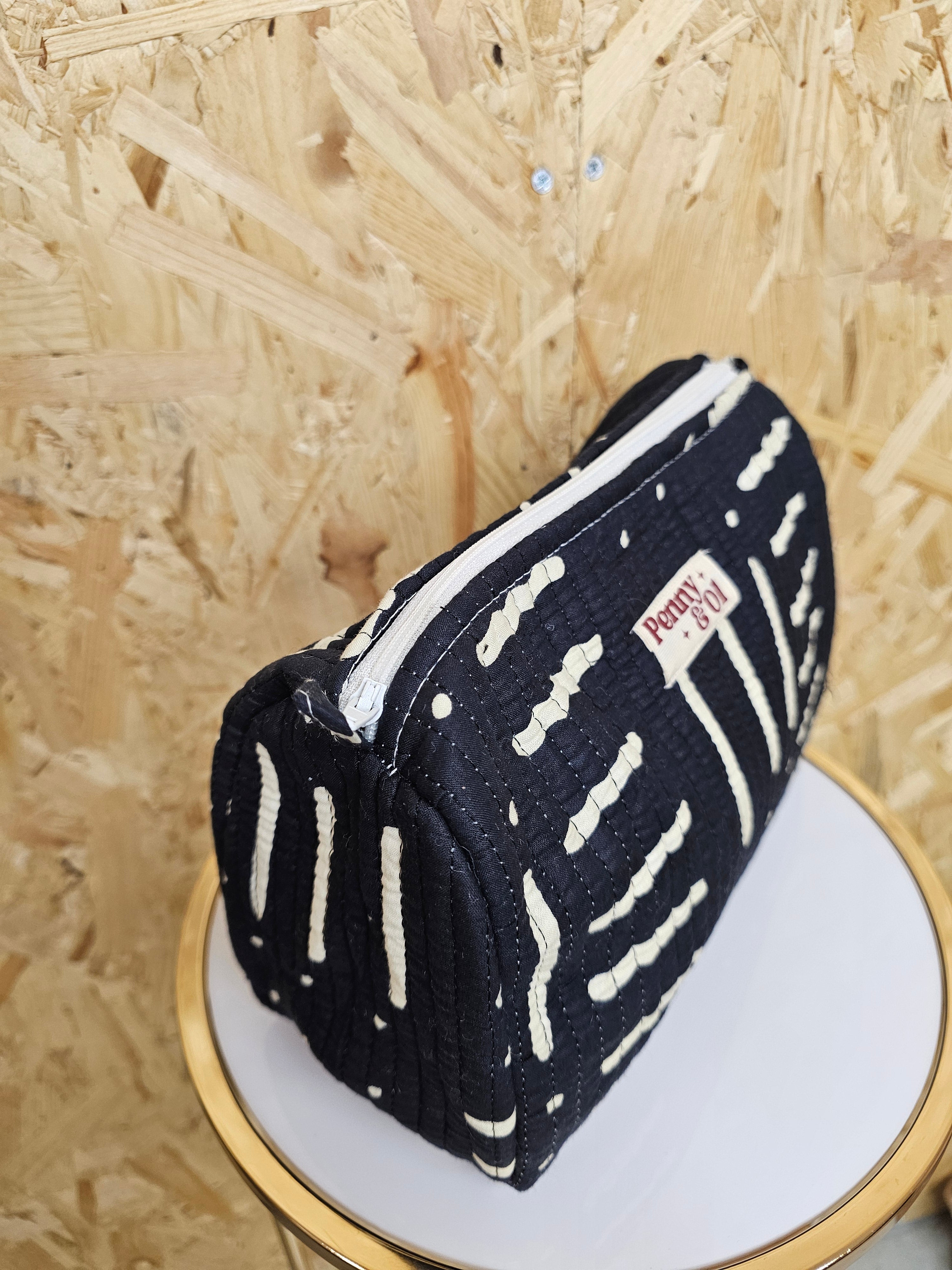 Monochrome Travel Pouch, Waterproof Lining