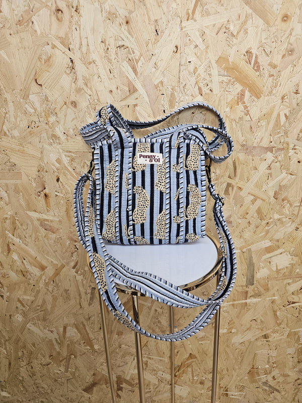 Grey Striped Leopard Mini Tote Bag