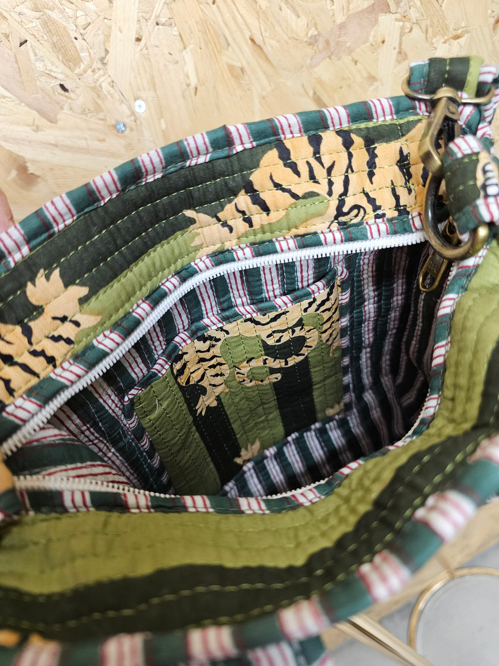 Moss Striped Tiger Mini Tote Bag