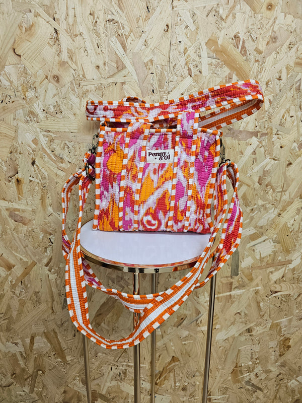 Pink & Orange Marble Mini Tote Bag
