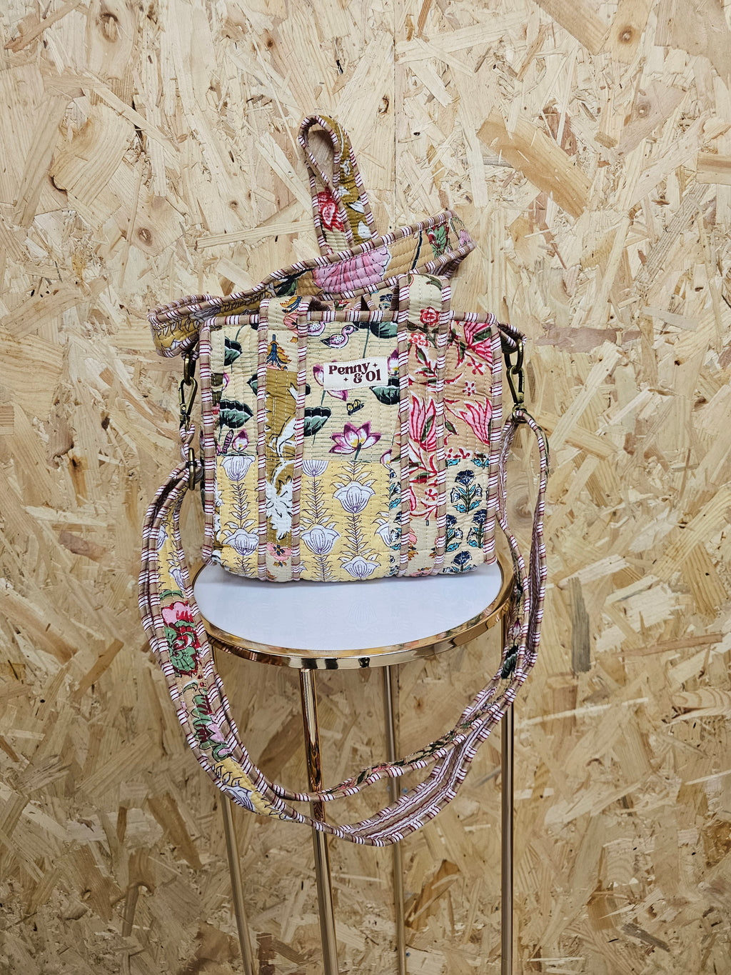 Beige Patchwork Mini Tote Bag