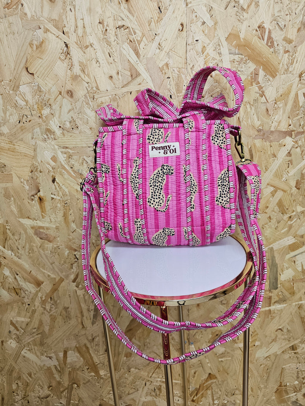 Pink Striped Tiger Mini Tote Bag