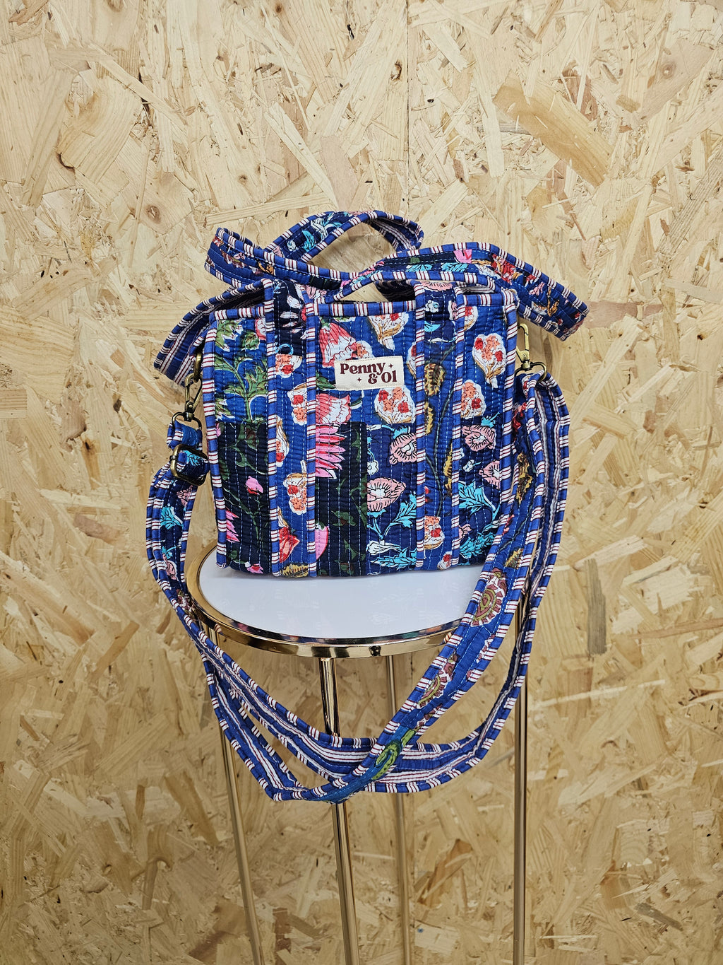 Blue Patchwork Mini Tote Bag