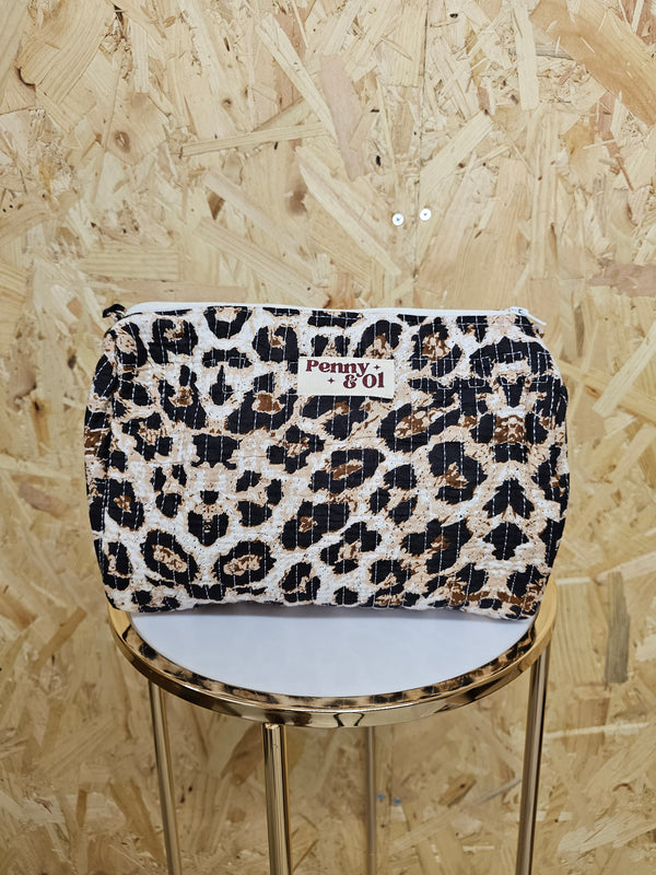 Leopard Print Travel Pouch, Waterproof Lining